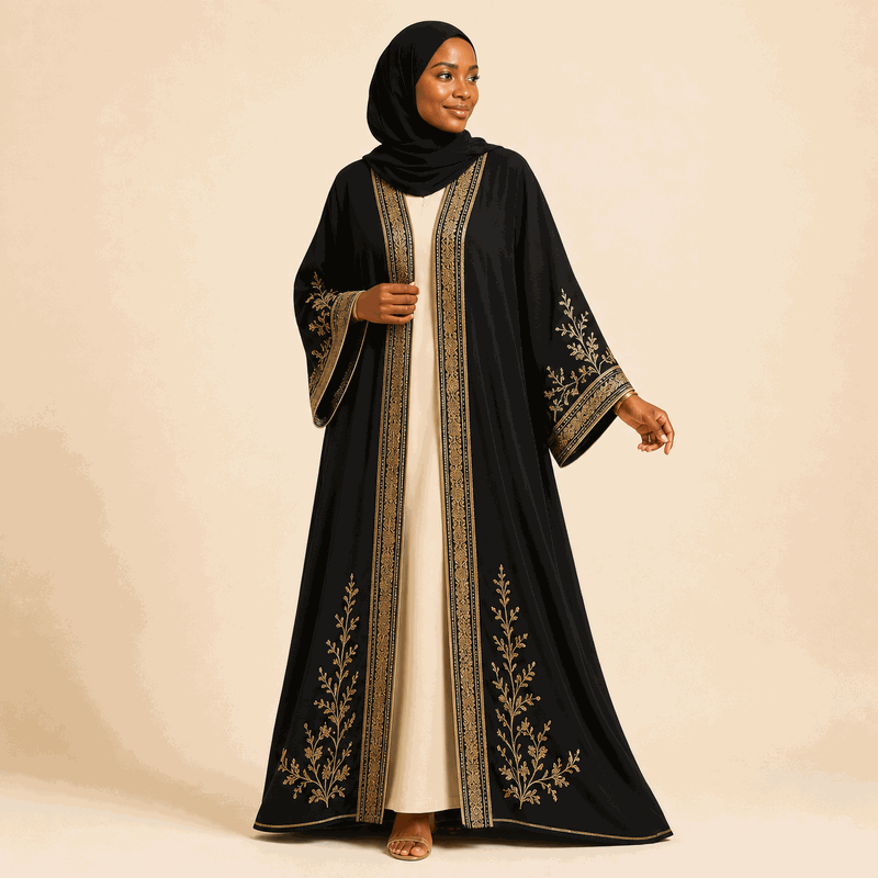 Embroidered Open Abaya