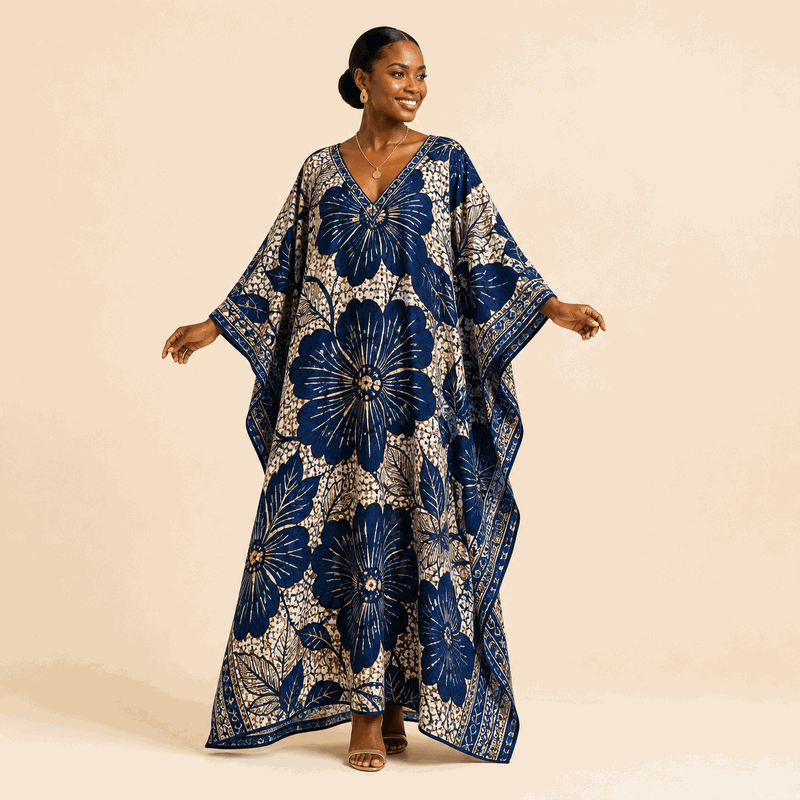 Indigo Bloom Kaftan