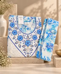 Floral Embroidered Kaftan Robe Dress with Scarf, Modest African Wedding Guest Outfit