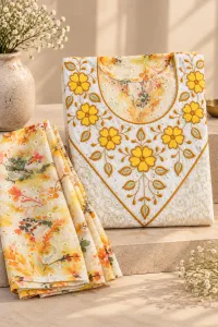 Floral Embroidered Kaftan Robe Dress with Scarf, Modest African Wedding Guest Outfit