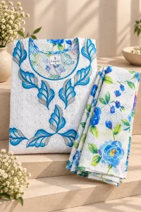 Floral Embroidered Kaftan Robe Dress with Scarf, Modest African Wedding Guest Outfit