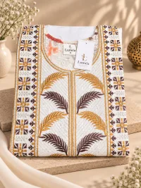 Floral Boho Embroidered Kaftan Robe Dress with Scarf, Modest African Wedding Guest Outfit