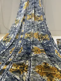 Unstitched Asoebi Fabric Bundle | Satin Silk 4 Yards + 2 Yards Chiffon | Navy Mustard African Print Material for Bubu Dress & Scarf
